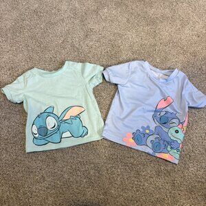 Disney Stitch Baby T-Shirts Blue 6-12 months set of 2